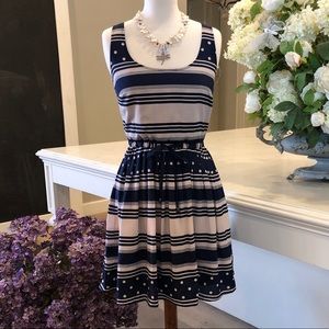 NWOT Maison Jules Navy and Ivory Dress